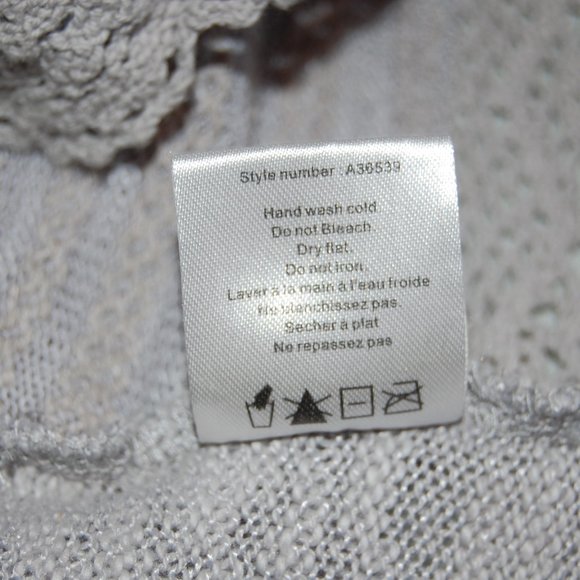 Anthropologie One September Crocheted Heirloom Pullover Gray Medium - Picture 6 of 9